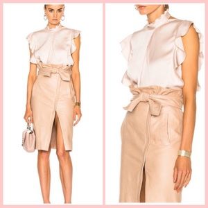 Lamb Leather Ella MIDI High Waist Skirt XS No Belt